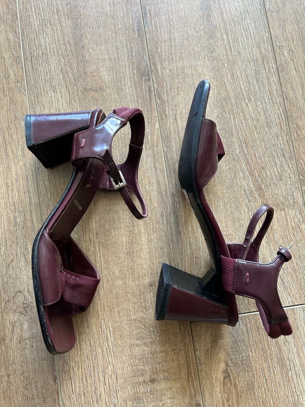 Vintage Prada Burgundy Leather Slingback Heels - Picture 3 of 5